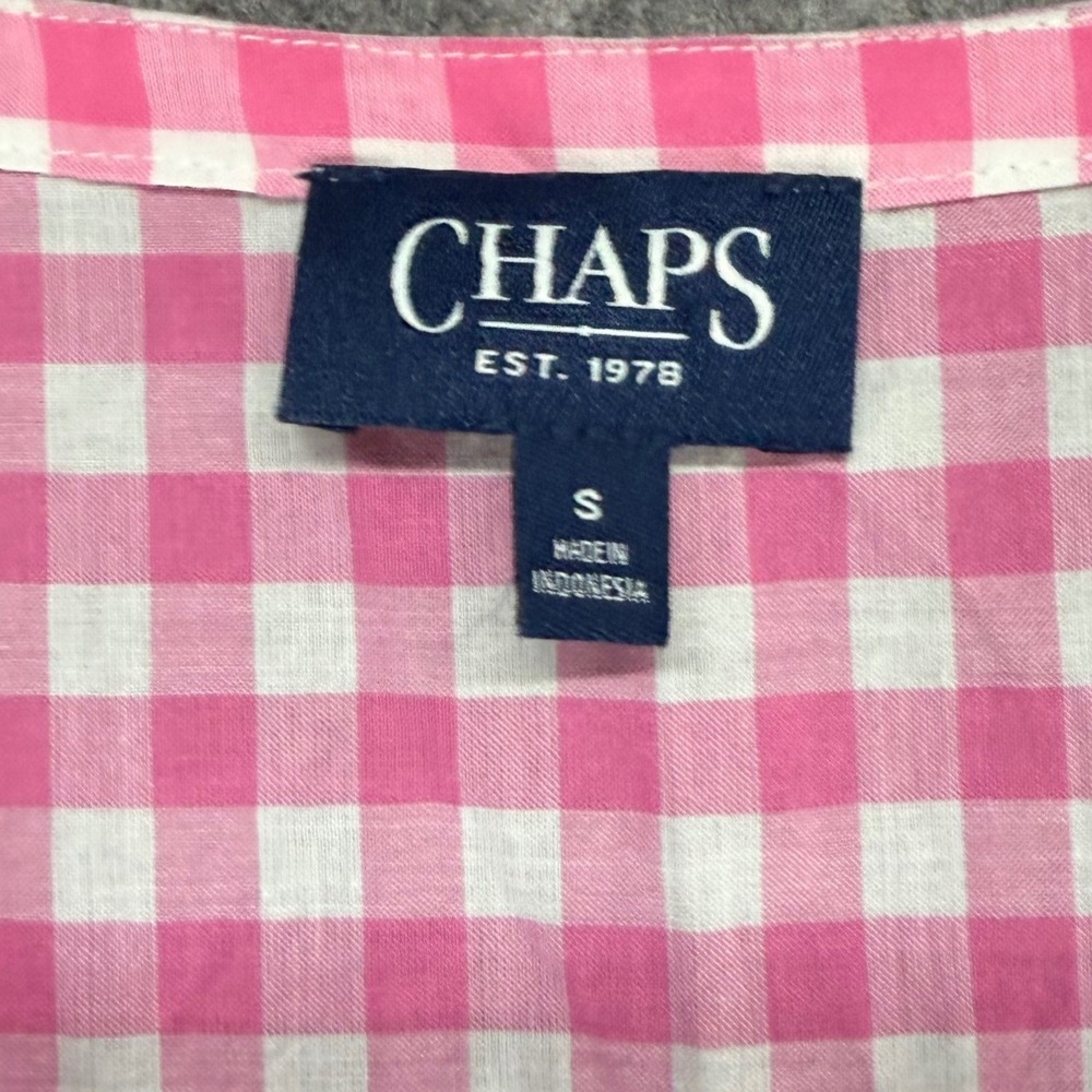 Chaps Gingham Check Tiered Ruffle Midi Dress Small Pink Cotton Cottage Prairie - Picture 10 of 12